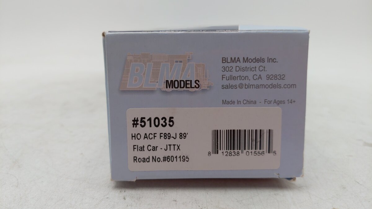 BLMA Models 51035 HO Scale RTTX ACF F89-J 89' Flatcar #601195