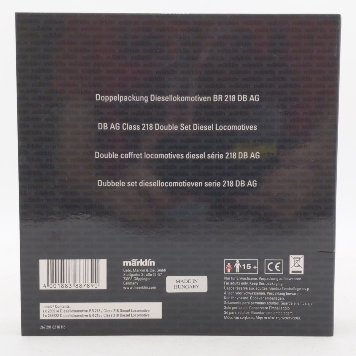 Marklin 88789 Z DB AG Class 218 Locomotive Set of Diesel Locomotives (Set of 2)