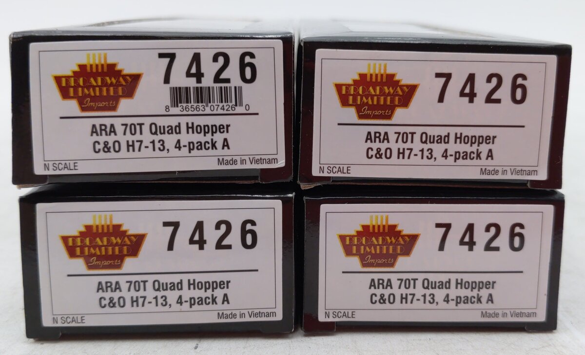 Broadway Limited 7426 N C&O ARA 70-Ton Quad Hopper Pack A (Pack of 4) LN/Box