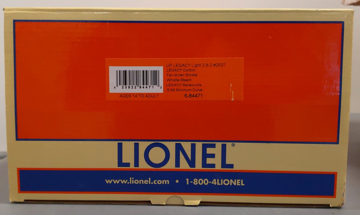Lionel 6-84471 O Union Pacific BTO USRA Light Mikado Steam Locomotive #2537 NIB