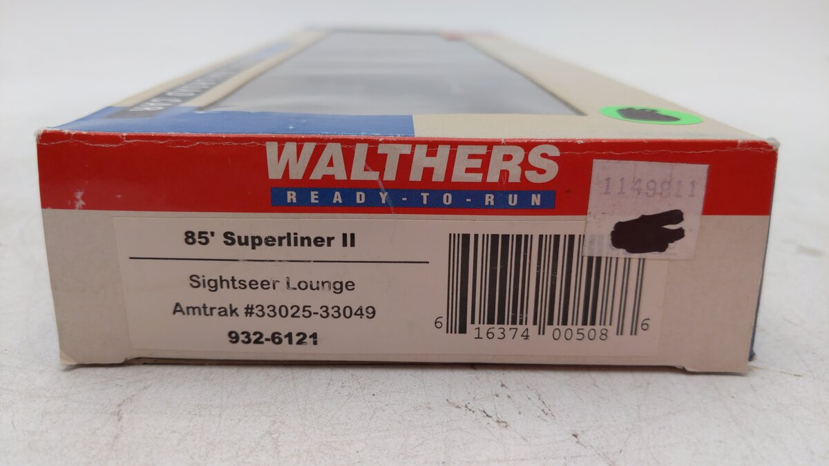 Walthers 932-6121 HO Amtrak Sightseer Lounge 85' Superliner II Car EX/Box