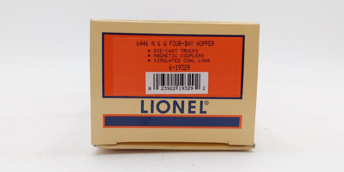 Lionel 6-19329 O Gauge Norfolk & Western 4-Bay Hopper #6446 with Coal Load NIB