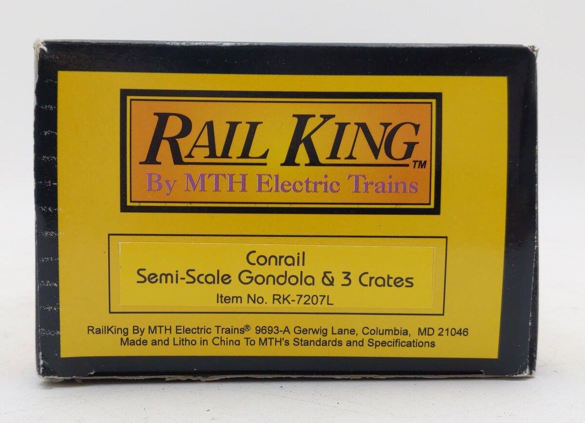 MTH 30-7207 O Gauge Conrail Semi-Scale Gondola #604768 w/Crate Load LN/Box