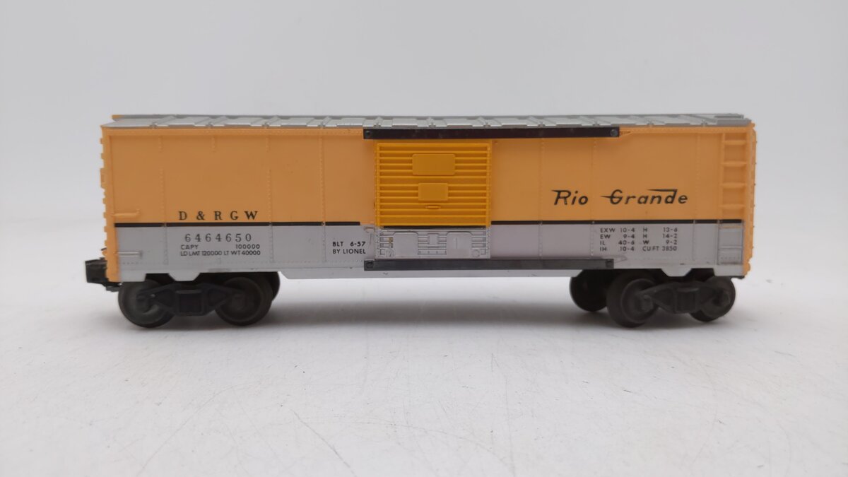 Lionel 6464-650 Vintage O Denver and Rio Grande Boxcar -Type I w/IIB Body Type VG