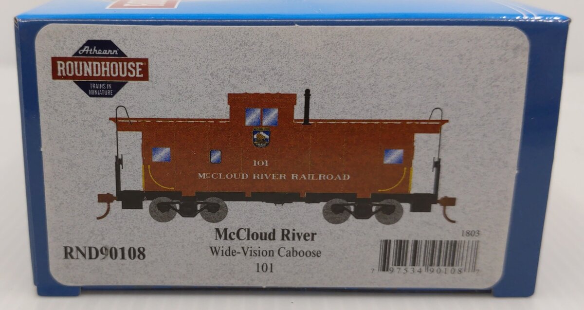 Roundhouse 90108 HO McCloud River Railroad Wide Vision Caboose #101