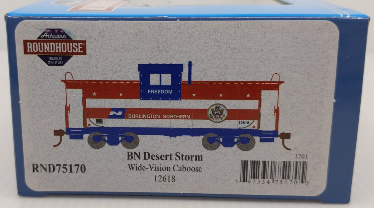 Roundhouse 75170 HO Burlington Northern Freedom Wide Vision Caboose #12618