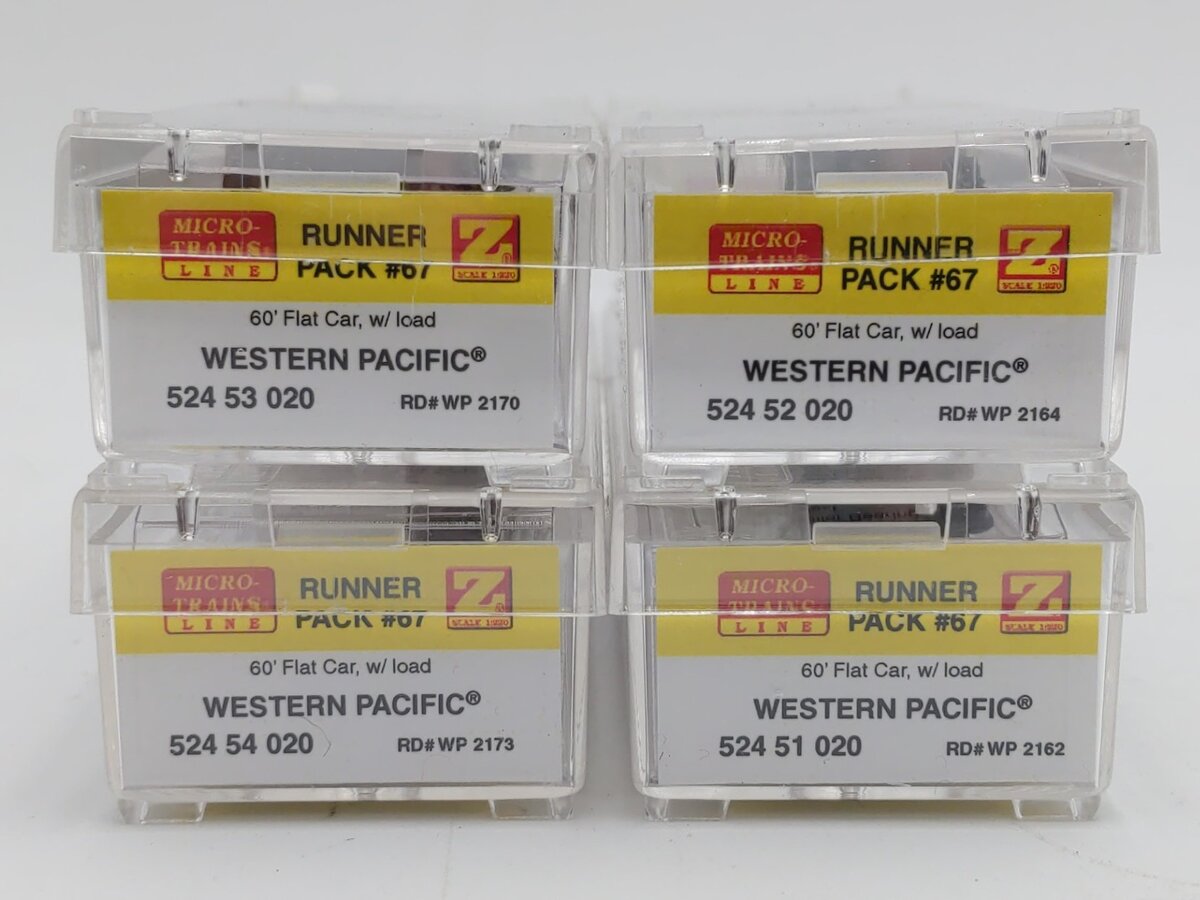 Micro-Trains 99400067 Z Western Pacific 60' Flatcar w/ Wreck Load (Pack of 4)
