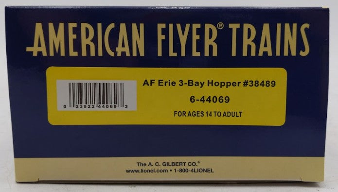 American Flyer 6-44069 S Gauge Erie American Flyer 3-Bay Hopper #38489