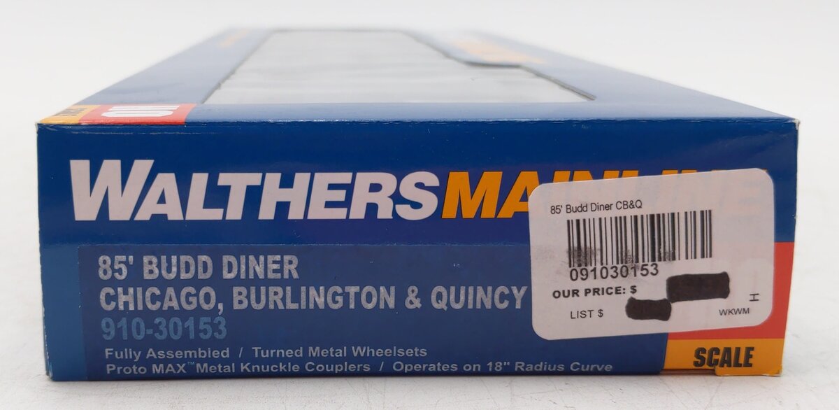 Walthers 910-30153 HO Chicago, Burlington & Quincy 85' Budd Diner - Ready to Run
