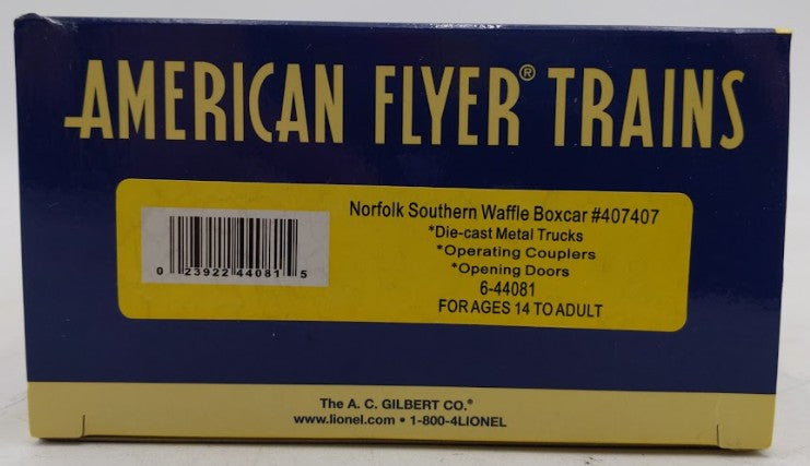 American Flyer 6-44081 S Gauge Norfolk Southern Waffle Sided Boxcar #407407