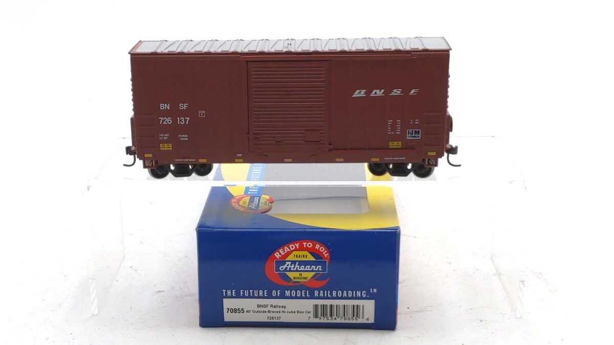 Athearn 70855 HO Scale Burlington Northern Santa Fe 40' Hi-Cube Box Car #726137