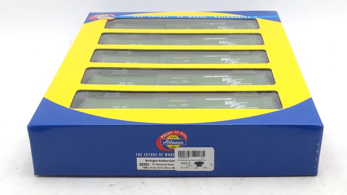 Athearn 92351 HO Scale Burlington Northern Santa Fe/WFE 57' Reefer (Pack of 5)