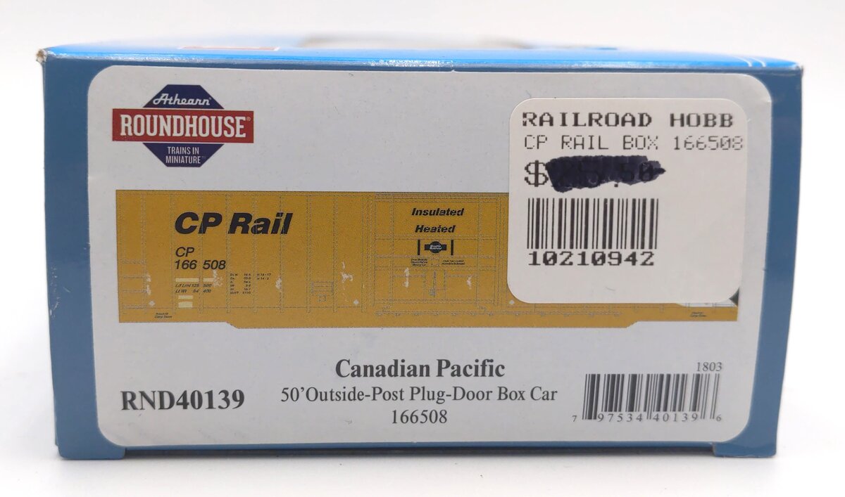 Roundhouse 40139 HO Canadian Pacific Railway 50' OB Plug Door Box #166508