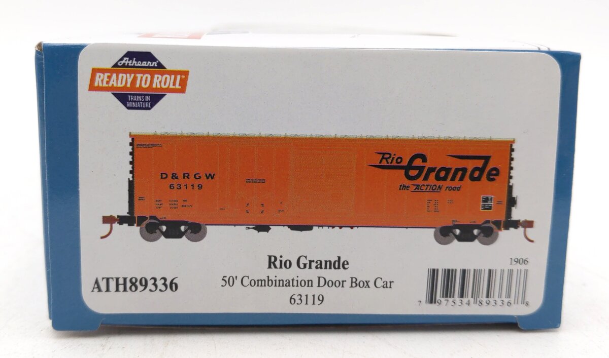 Athearn 89336 HO D&RGW RTR 50' Combo Door Boxcar #63119