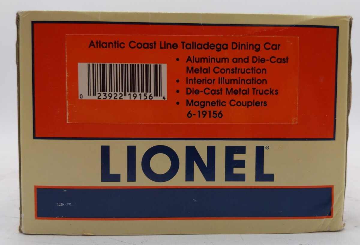 Lionel 6-19156 O Gauge Atlantic Coast Line "Talladega" Aluminum Dining Car NIB