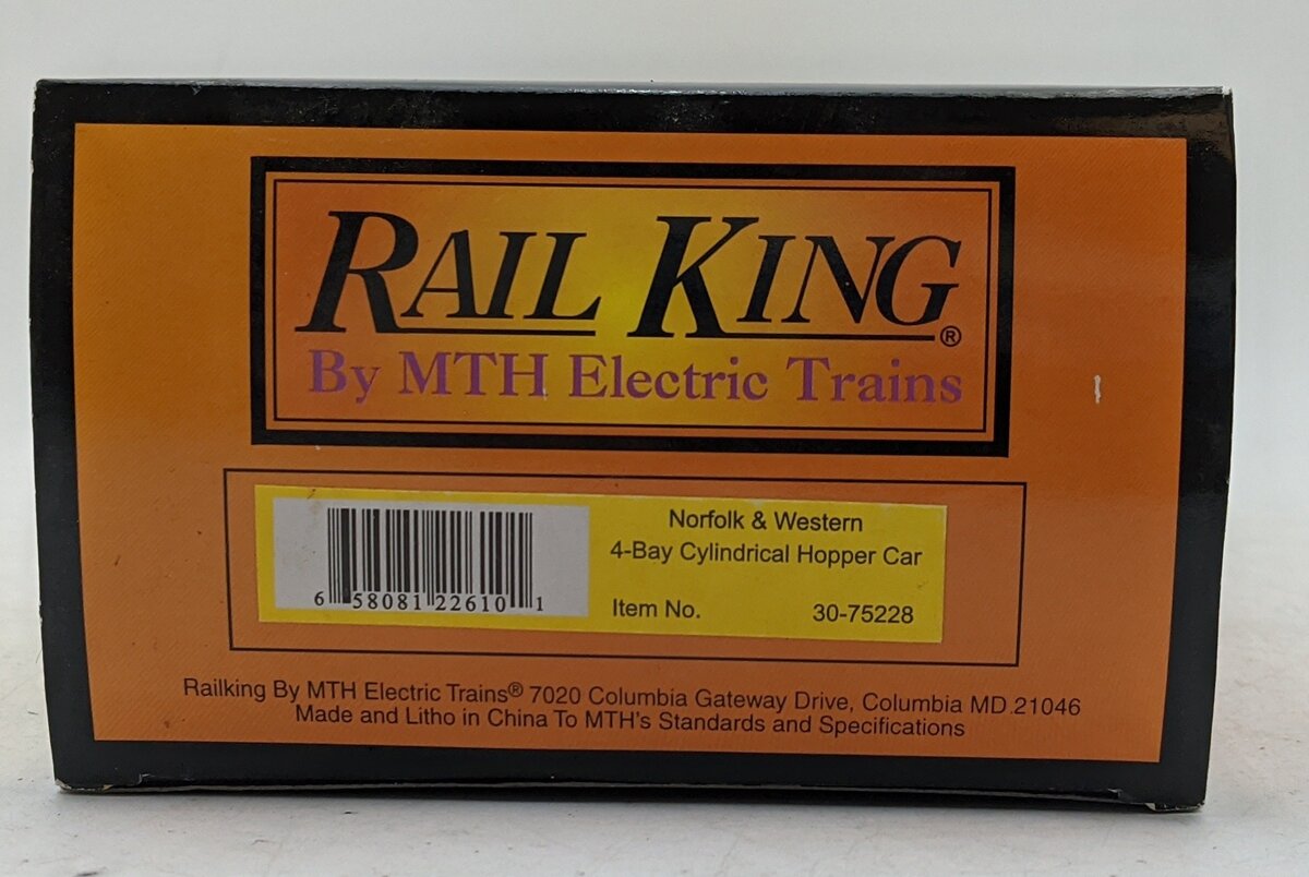 MTH 30-75228 Norfolk & Western 4-Bay Cylindrical Hopper Car VG/Box