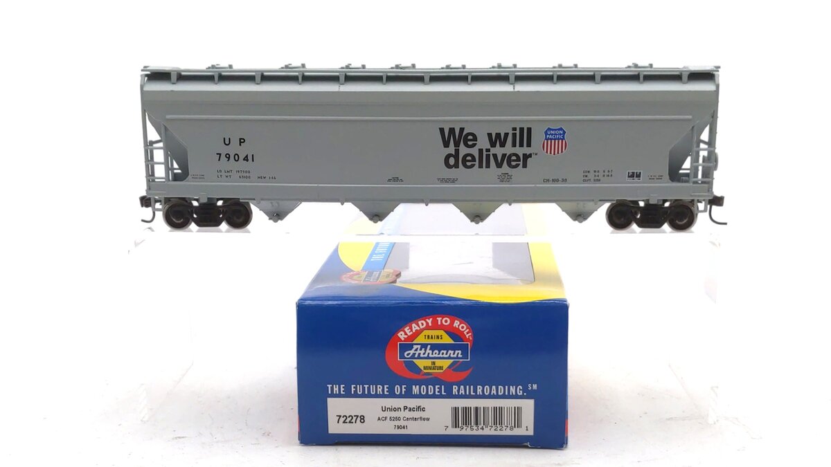 Athearn 72278 HO Scale Union Pacific "We Will Deliver" ACF Covered Hopper #79041