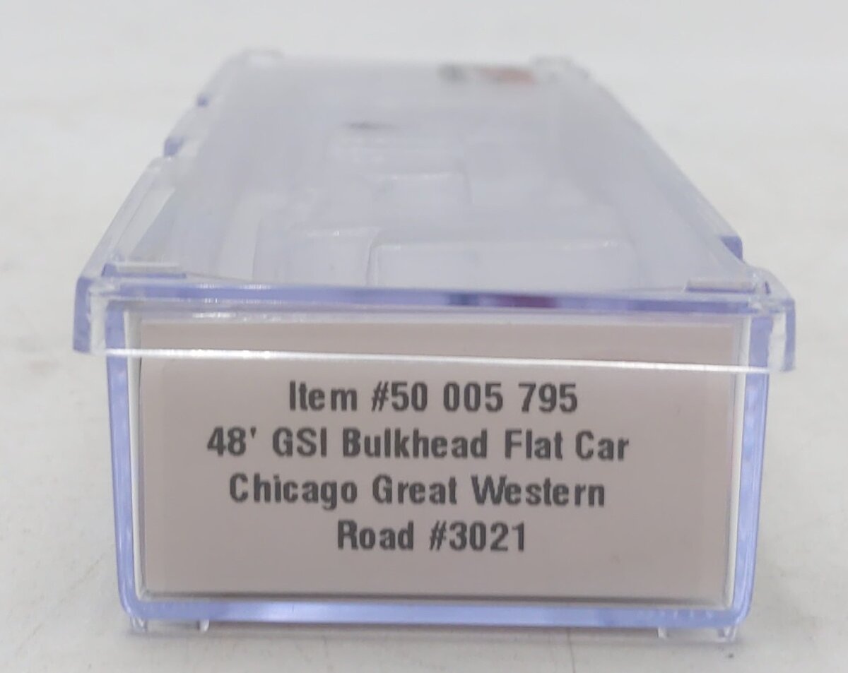 Atlas 50005795 N Chicago Great Western RTR 48' GSI Bulkhead Flat Car #3021 LN/Box