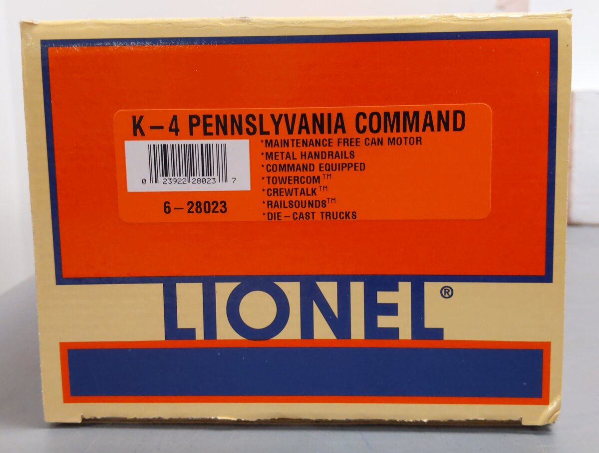 Lionel 6-28023 O Pennsylvania 4-6-2 K4 Pacific Steam Locomotive w/RS #3755 LN/Box
