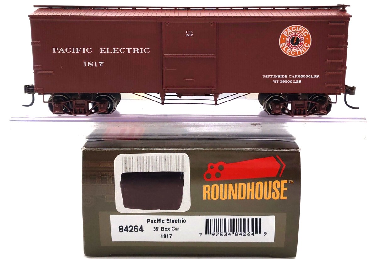 Roundhouse 84264 HO Scale Pacific Electric 36' Wood Box Car #1817