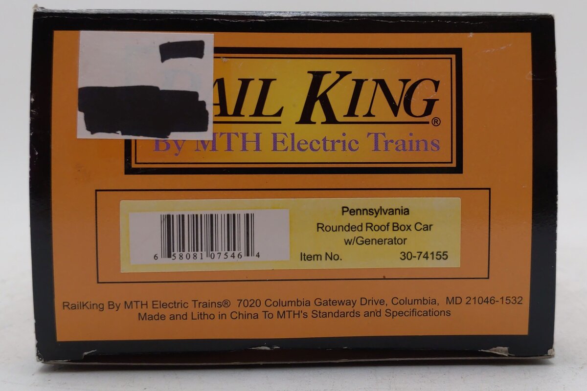 MTH 30-74155 O Gauge Pennsylvania Rounded Roof Boxcar w/Generator EX/Box