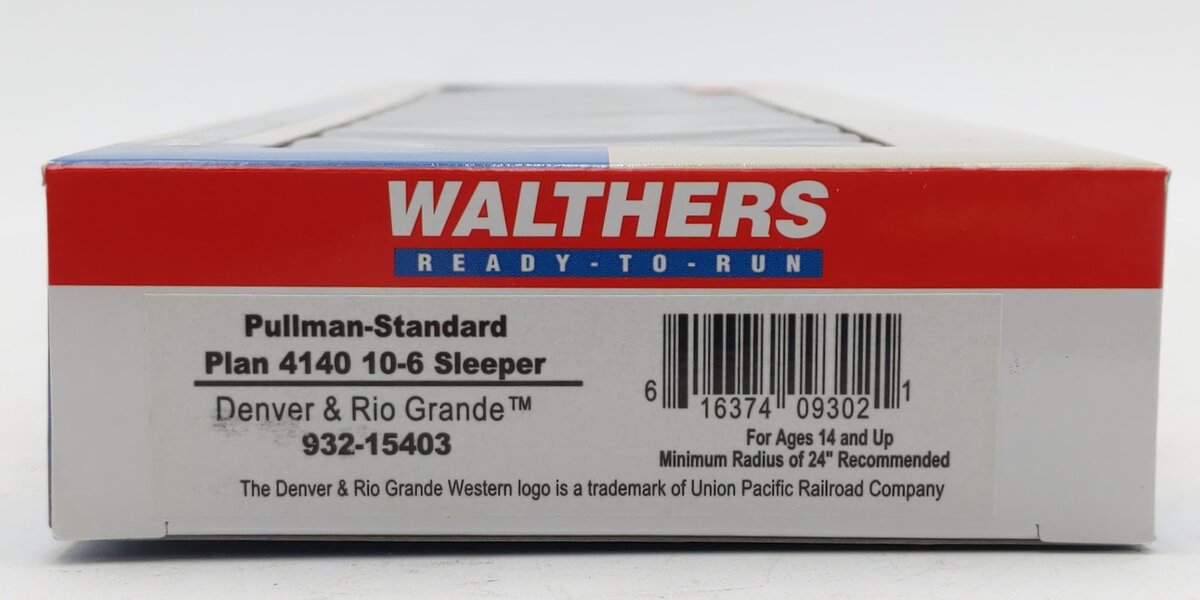 Walthers 932-15403 Rio Grande 85' Pullman-Standard 10-6 Sleeper - Ready to Run