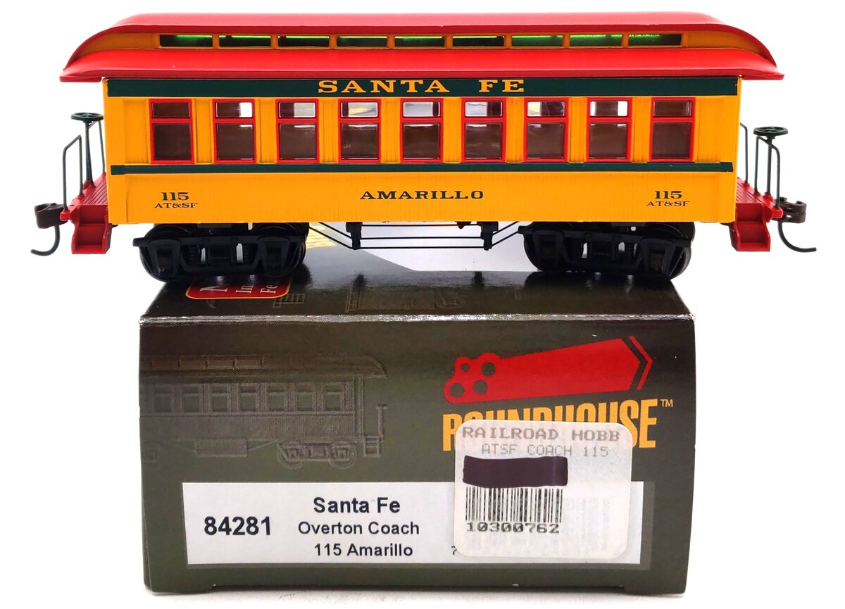 Roundhouse 84281 HO Scale Santa Fe 34' Old Time Overton Coach #115
