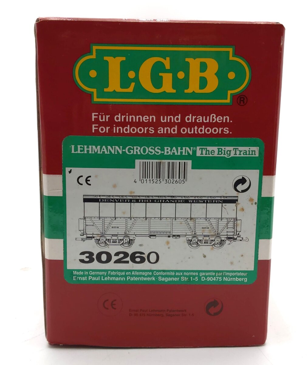 LGB 30260 G Scale Denver & Rio Grande Western Covered Passenger Car #404 LN/Box