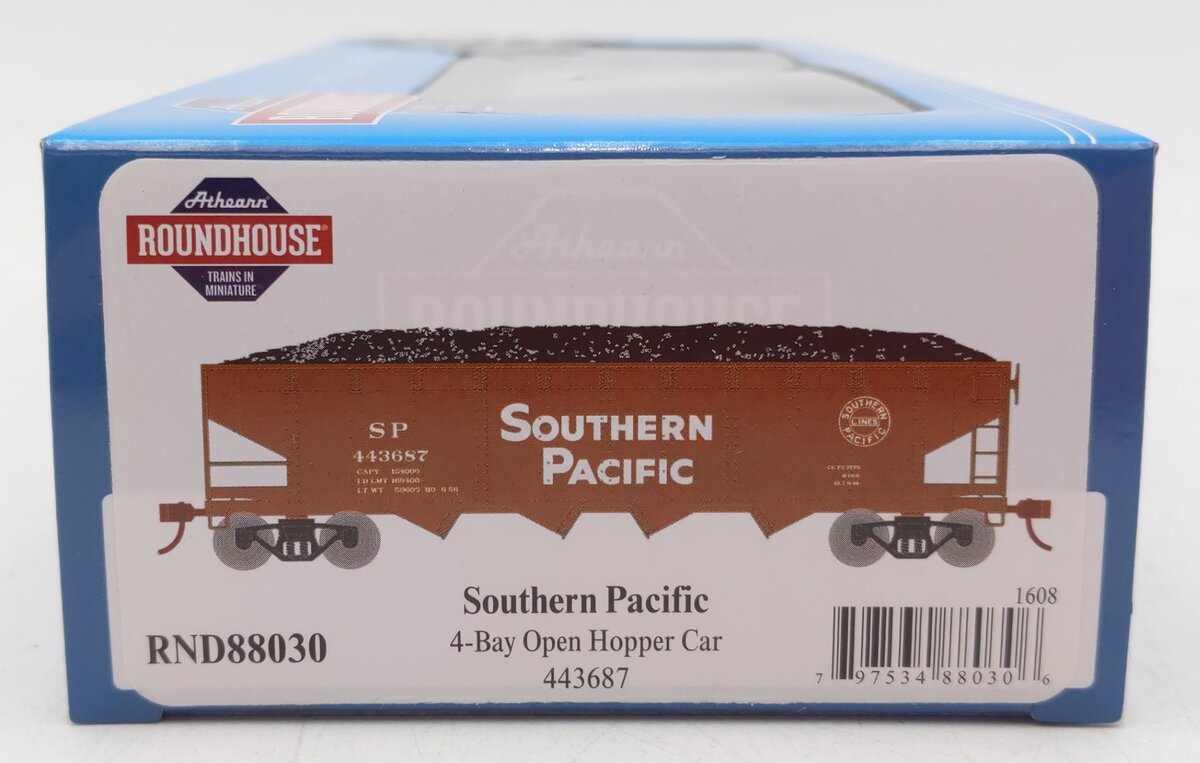 Roundhouse 88030 HO Southern Pacific 40' 4-Bay Offset Hopper w/Coal Load #443687