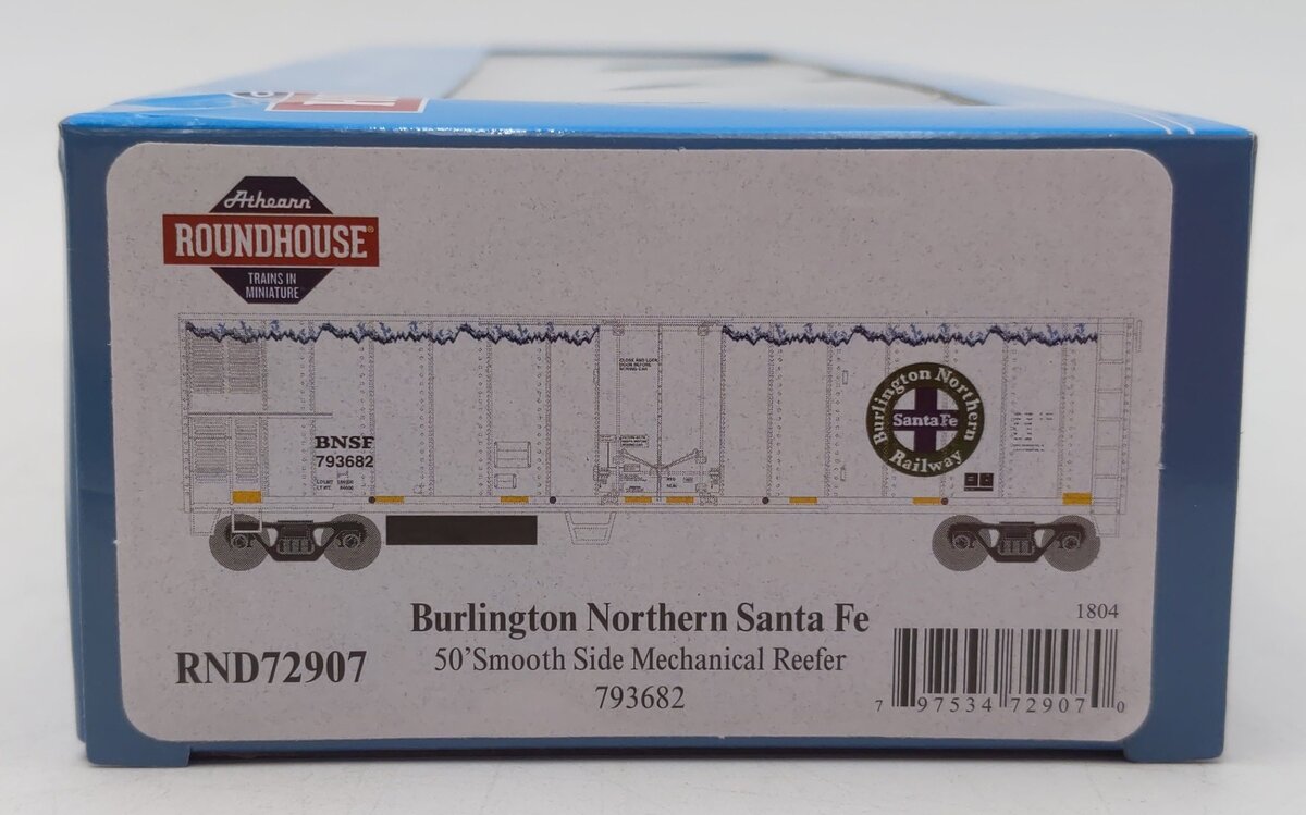 Roundhouse 72907 HO Burlington Northern Santa Fe 50' SS Mech. Reefer #793682