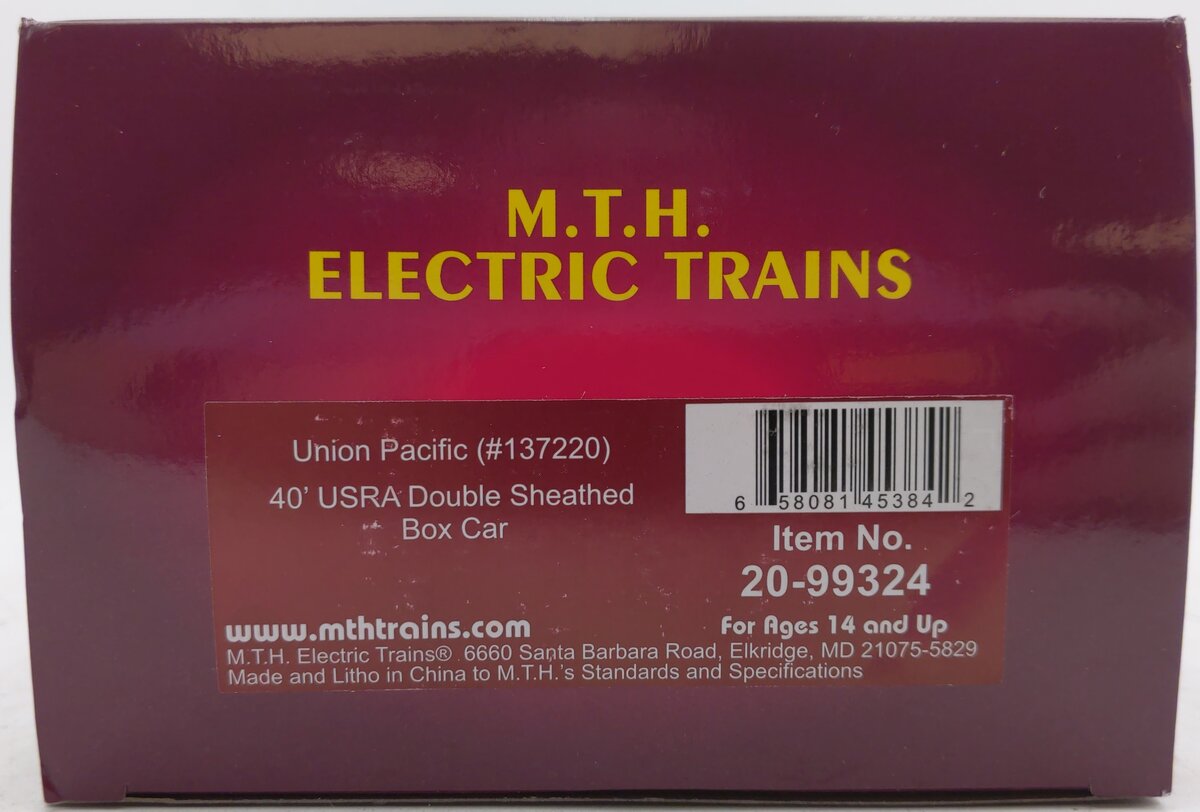 MTH 20-99324 O Union Pacific 40’ USRA Double Sheathed Box Car
