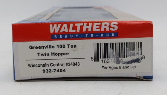 Walthers 932-7404 HO Wisconsin Central Greenville 100 Ton Twin Hopper #34043 LN/Box