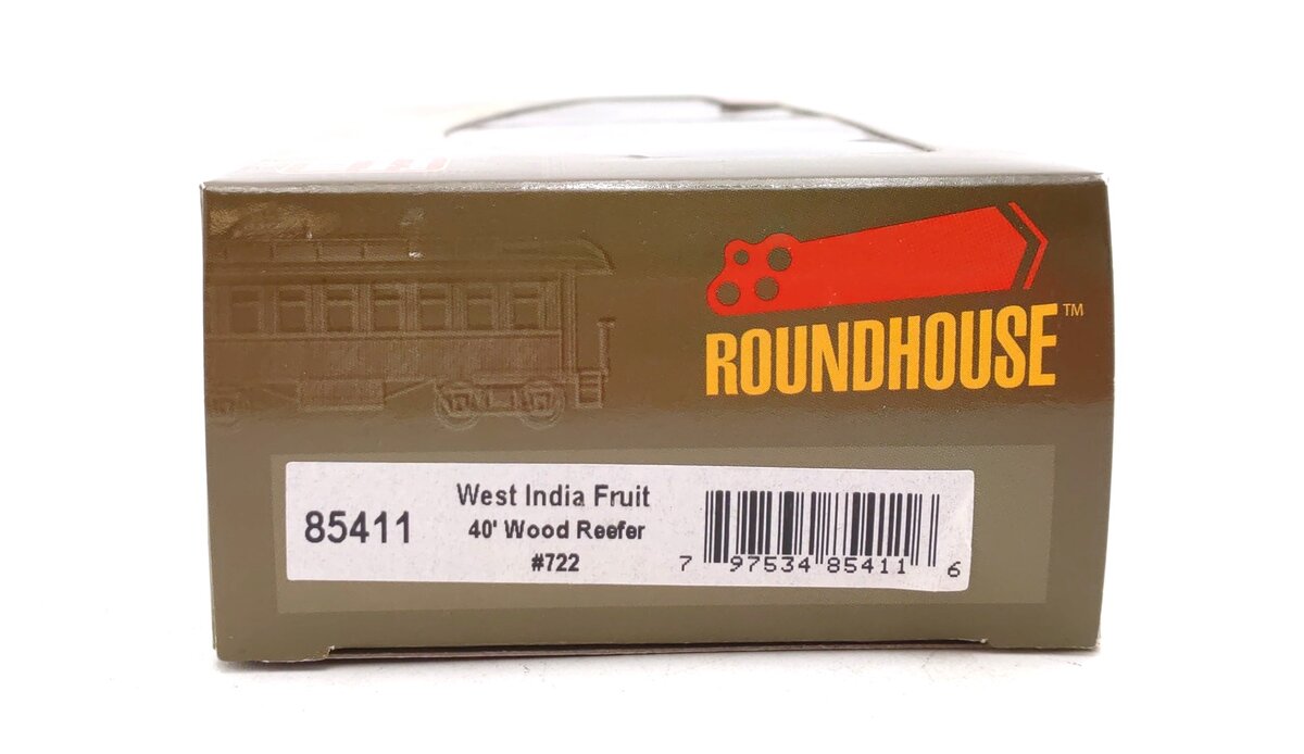 Roundhouse 85411 HO Scale West India Fruit 40' Wood Refrigerator Car #722 LN/Box