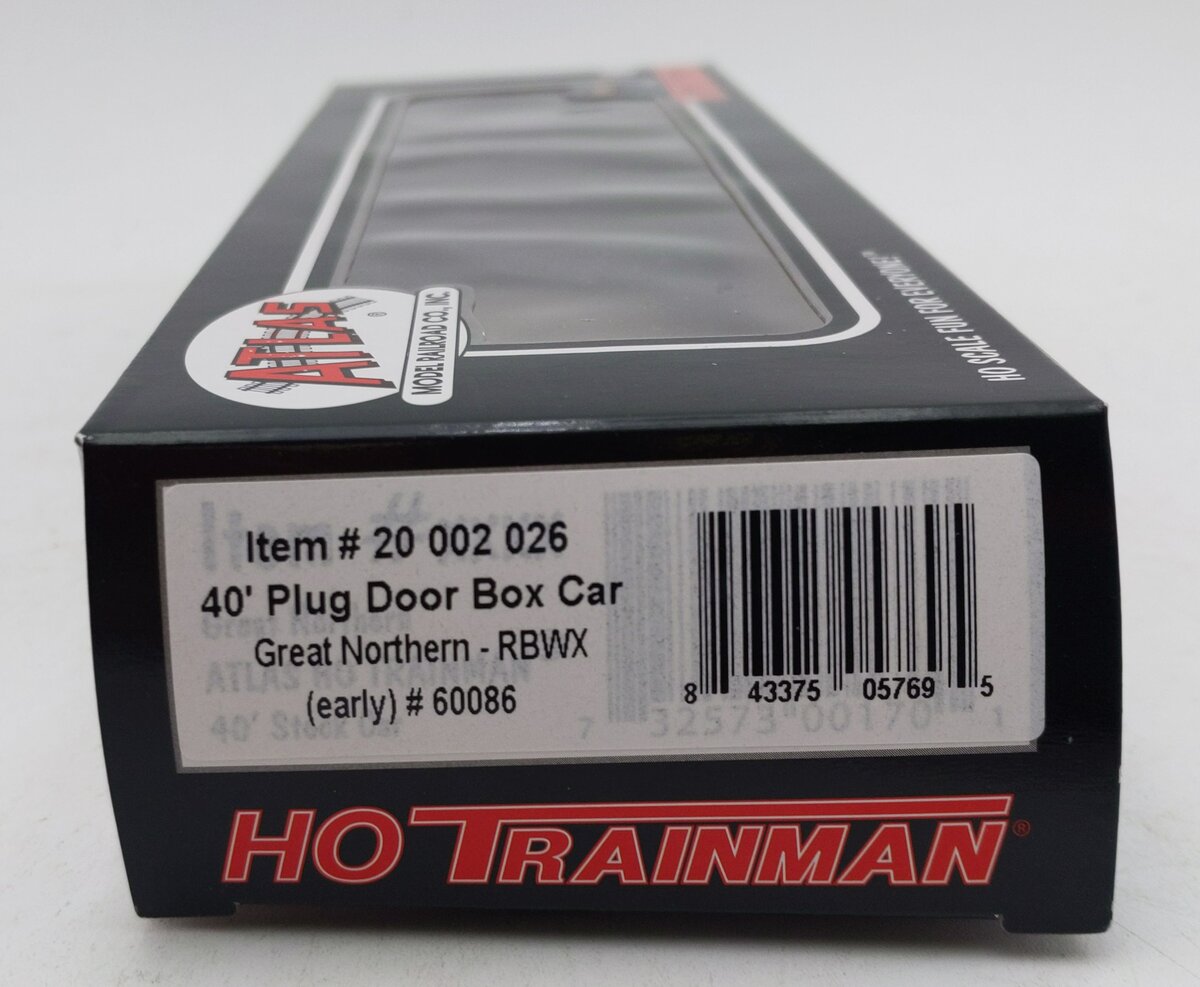 Atlas 20002026 HO Great Northern/RBWX Trainman 40' Plug Door Boxcar #60086
