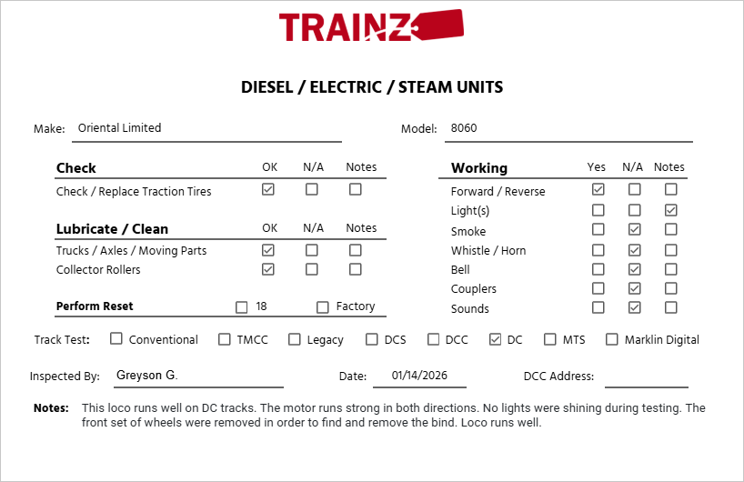 Oriental Limited 8060 HO Norfolk & Western 2-8-8-2 Steam Loco & Tender #2022 EX/Box