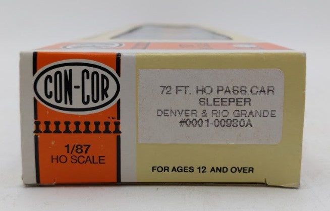 Con-Cor 0001-00980A HO Scale DRGW "John Evans" 72' Passenger Sleeper Car Kit