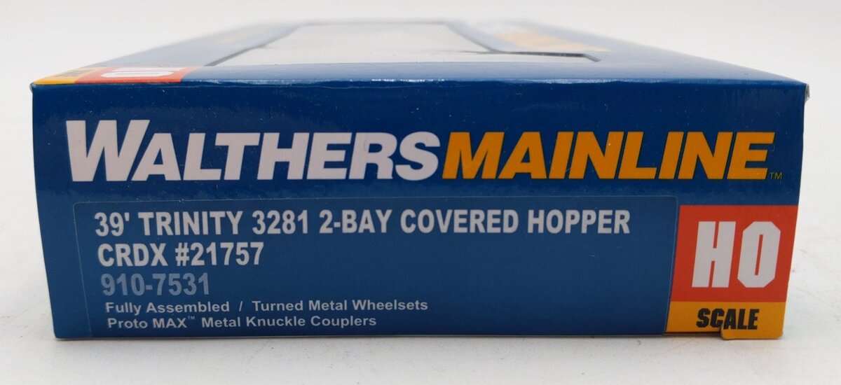 Walthers 910-7531 HO Scale CRDX 39' Trinity 2-Bay Covered Hopper Car #21757