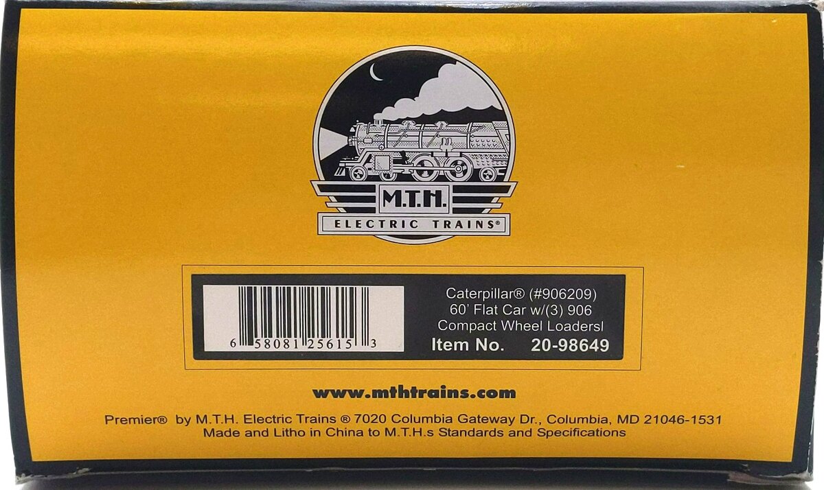 MTH 20-98649 Caterpillar 60’ Flat Car with 3 Wheel Loaders