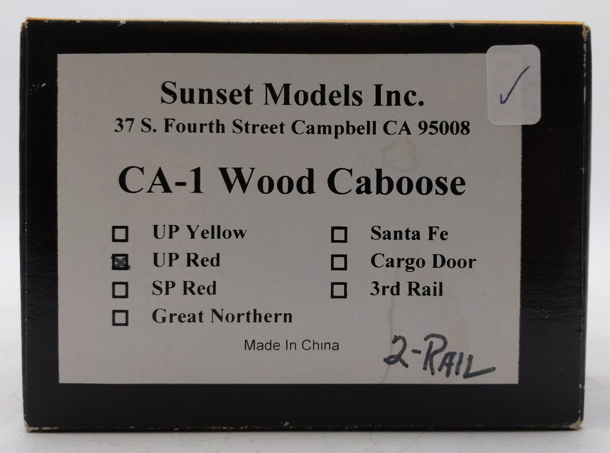 Sunset Models 2667 O Scale BRASS Union Pacific CA-1 Wood Caboose (Red) 2-Rail EX/Box
