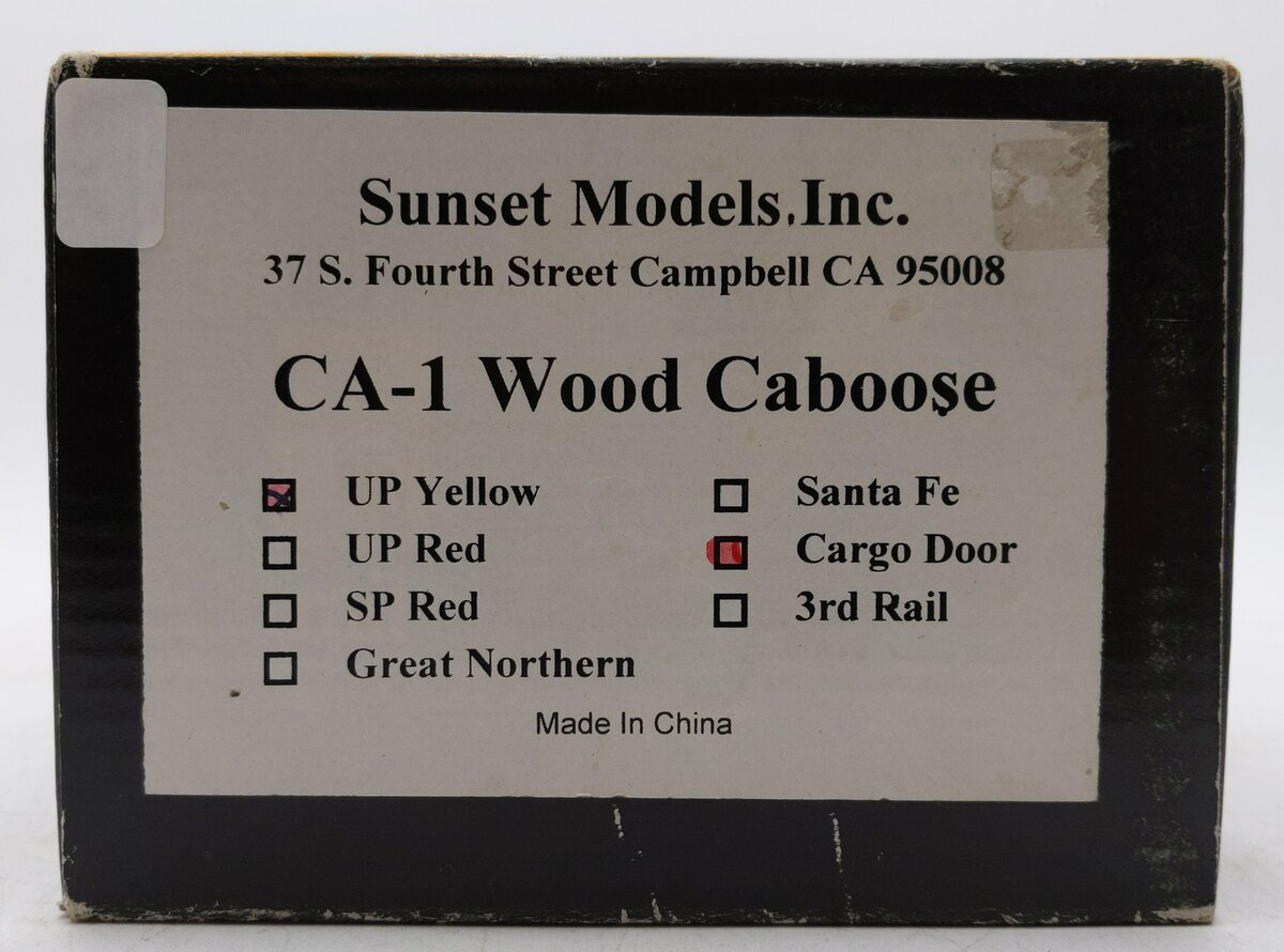 Sunset Models 3700 O BRASS Union Pacific CA-1 Wood Caboose (Yellow) EX/Box