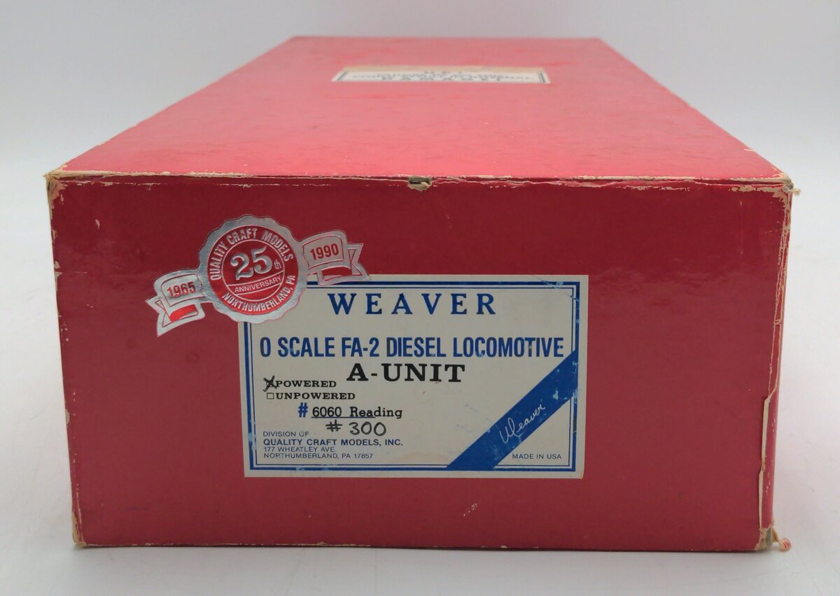 Weaver 6060 O Scale Reading FA-2 Diesel Locomotive A-Unit #300 EX/Box