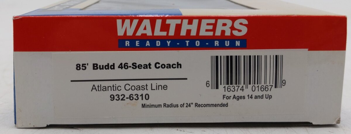 Walthers 932-6310 HO Atlantic Coast Line 85' Budd 46-Seat Coach LN/Box