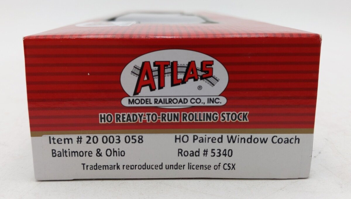 Atlas 20003058 HO Scale Baltimore & Ohio Paired Window Coach Car #5340