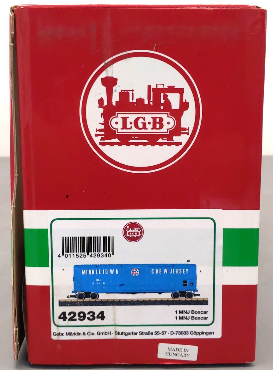 LGB 42934 G Middleton & New Jersey Exterior Post Boxcar #120444 (Metal Wheels)