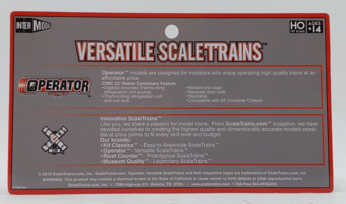 Scale Trains SXT10116 HO JB Hunt CIMC 53’ Reefer Container with Sound #567031