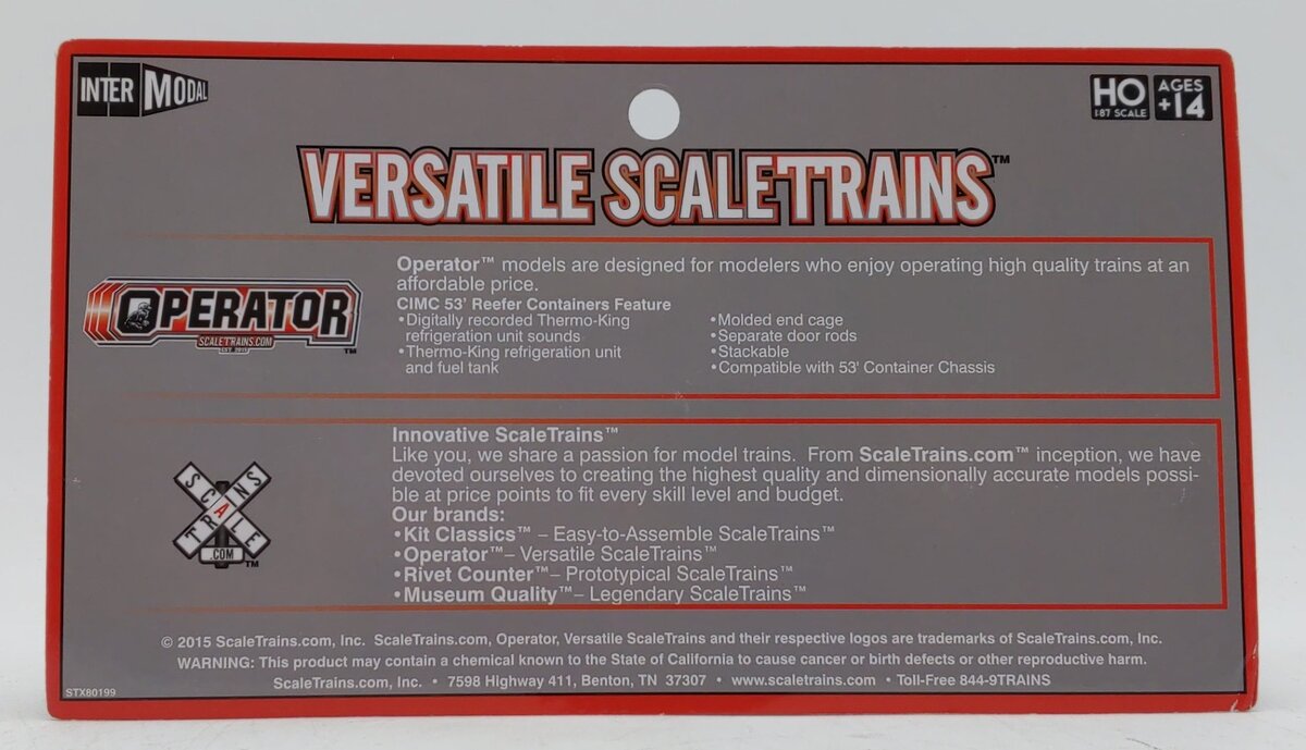 Scale Trains SXT10115 HO JB Hunt CIMC 53’ Reefer Container with Sound
