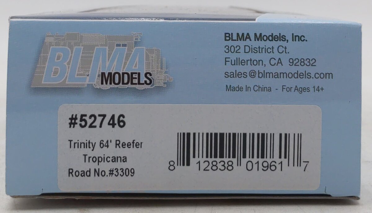 BLMA Models 52746 HO Scale Tropicana 64' Reefer #3309