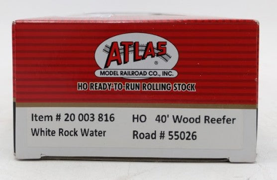 Atlas 20003816 HO White Rock Water 40' Wood Reefer Car #55026