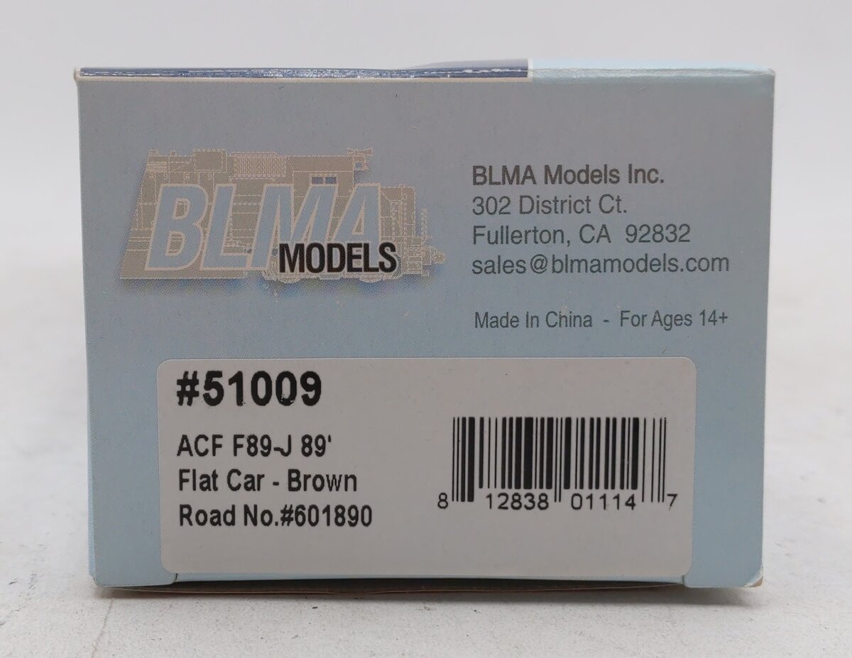 BLMA Models 51009 HO Scale TTX ACF F89-J 89' Flat Car #601890