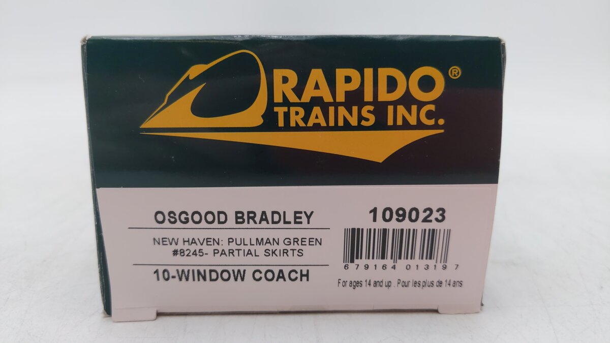 Rapido Trains 109127 HO New Haven 10-Window Coach, No Skirt #8262 (401 Green)